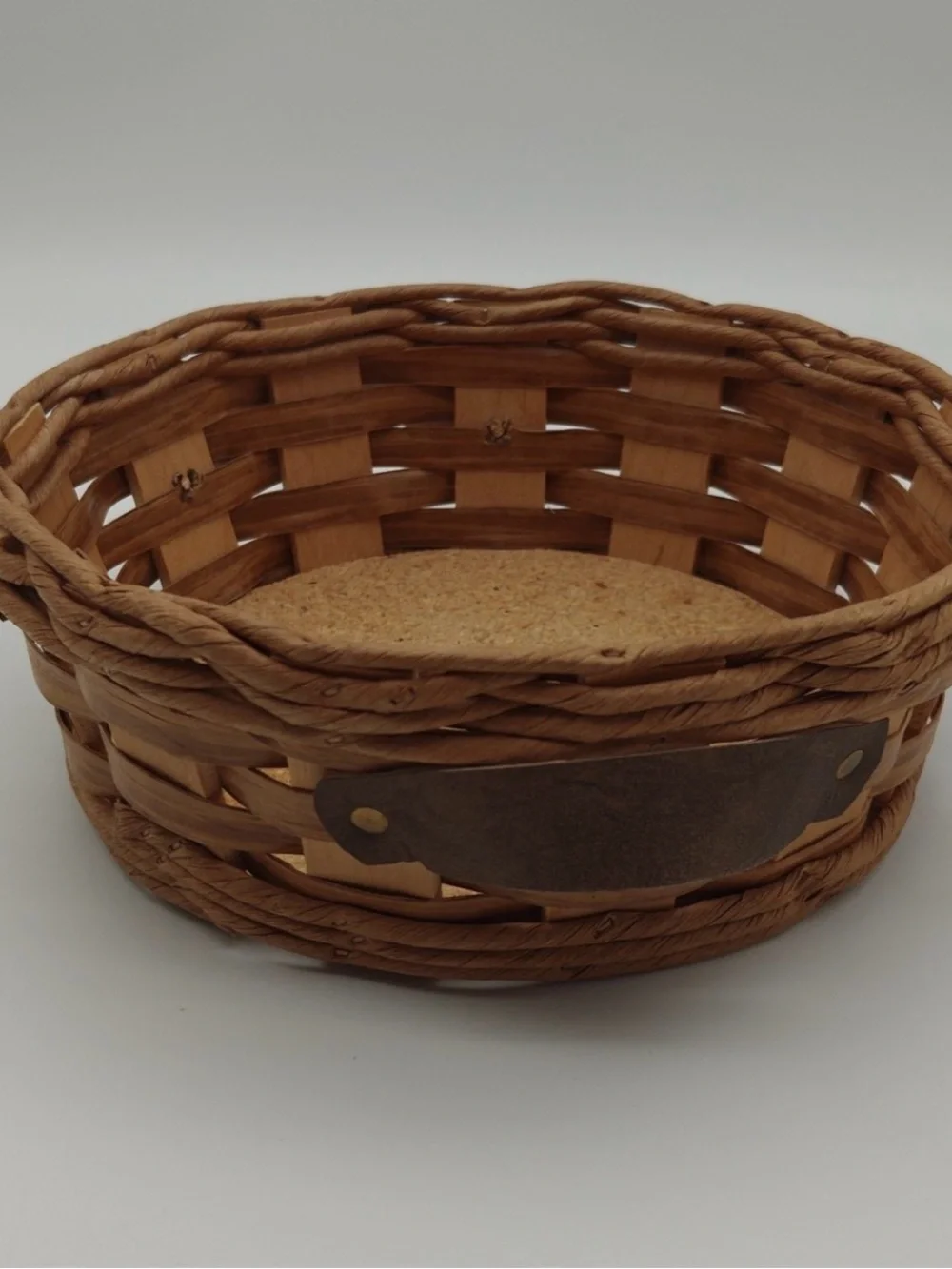 Pyrex Clear Glass Casserole Dish with Woven Brown Rattan Basket
